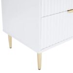 Wooden Chest of Drawers | 6 Drawer Dresser Storage Cabinet for Bedroom & Living Room | Modern Sideboard Console Table | Multipurpose Organizer | Premium HDMR Wood & Iron, White & Golden - Image 3