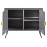Wooden Sideboard Cabinet for Living Room | Side Board Crockery Cabinet with 2 Doors Storage for Dining, Drawing and Home Office | HDMR Premium Wood & Iron, Light Grey - Image 2