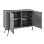 Wooden Sideboard Cabinet for Living Room | Side Board Crockery Cabinet with 2 Doors Storage for Dining, Drawing and Home Office | HDMR Premium Wood & Iron, Light Grey - Image 3