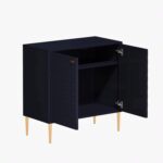 Hexagon Pattern Wooden Sideboard Cabinet | 2 Door Storage Unit with Metal Legs | Premium HDMR Wood Console Cabinet for Living Room, Kitchen & Dining | DIY Leg Assembly | Blue - Image 4