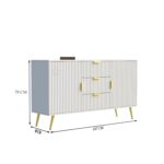 Wooden Sideboard Cabinet for Living Room | Side Board with 3 Drawers & 2 Doors Cabinet Storage for Dining, Drawing and Home Office | HDMR Premium Wood & Iron | White & Golden - Image 2