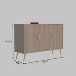 Wooden Sideboard Cabinet for Living Room | Side Board with 3 Doors Cabinet Storage for Dining, Drawing and Home Office | HDMR Premium Wood & Iron, Taupe & Golden - Image 2