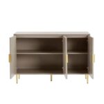 Wooden Sideboard Cabinet for Living Room | Side Board with 3 Doors Cabinet Storage for Dining, Drawing and Home Office | HDMR Premium Wood & Iron, Taupe & Golden - Image 3