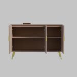 Wooden Sideboard Cabinet for Living Room | Side Board with 3 Doors Cabinet Storage for Dining, Drawing and Home Office | HDMR Premium Wood & Iron, Taupe & Golden - Image 4