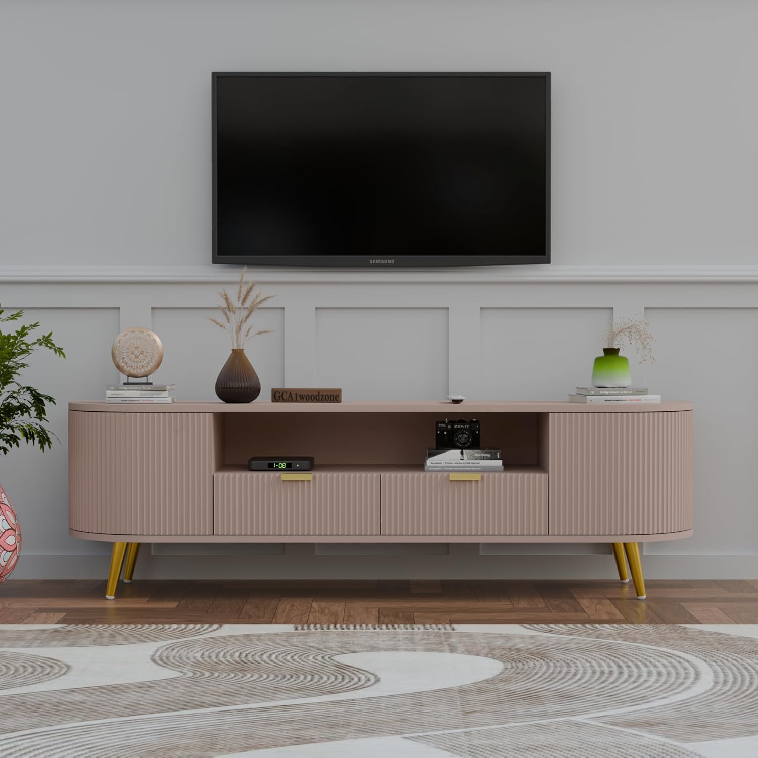 713asDYa2TL._SL1500_.jpg Premium Wooden TV Unit Media Console Cabinet - Image 1