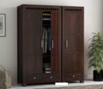 Solid Sheesham Wood Wooden 3 Door Wardrobe for Bedroom | Walnut Finish