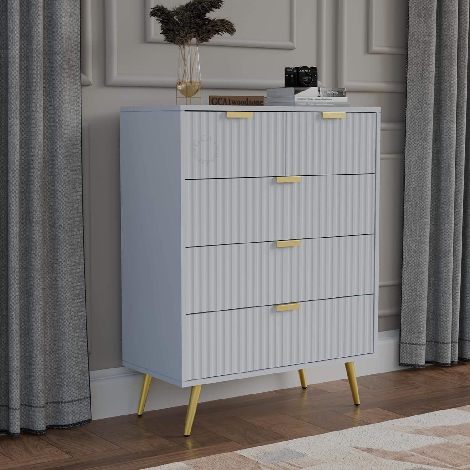 812CKkSPP2L._SL1500_.jpg Wooden 5 Drawers Chest of Drawers - Image 1