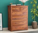 Wooden Chest of Drawers | Console Cabinet for Bedroom, Living & Drawing Room | Multipurpose Storage Dresser with 6 Drawers | Sideboard Cabinet | Solid Wood Sheesham | Honey