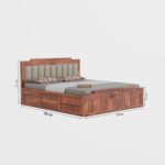 WOODTREND Solid Sheesham Wood Queen Size Bed with Storage | Natural Finish - Image 2