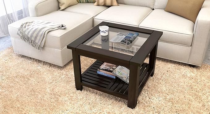 71YC-l33qCL._SX679_.jpg Solid Sheesham Wooden Square Coffee Table For Living Room - Image 1