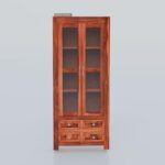 Solid Sheesham Book Shelf with Glass Door for Home & Library (Natural Finish) - Image 2