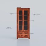 Solid Sheesham Book Shelf with Glass Door for Home & Library (Natural Finish) - Image 3