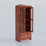 Solid Sheesham Book Shelf with Glass Door for Home & Library (Natural Finish) - Image 4