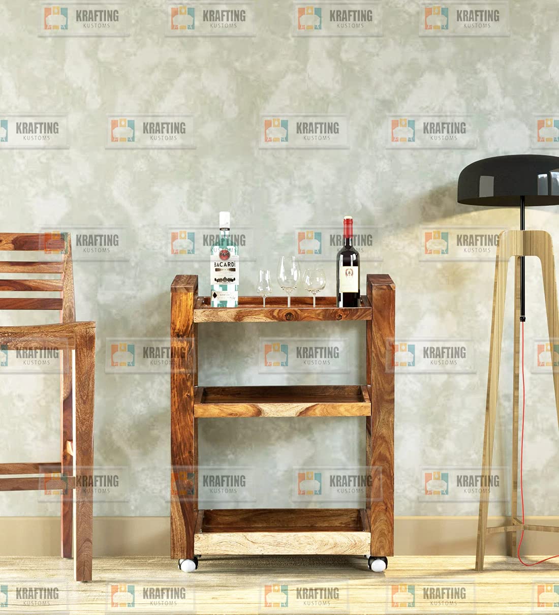71grRrXHuHS._SL1210_.jpg WOODTREND Solid Wood Bar Trolley - Image 1