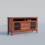 Sheesham Wood TV Stand with 2 Door and 2 Drower and Shelf Storage Entertainment Unit Tv Cabinet for Living Room Home (Natural Finish) - Image 2