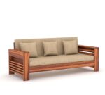 Solid Sheesham Wooden 3 Seater Sofa Set for Living Room (Natural Finish) - Image 2