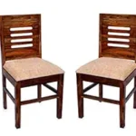 Wooden Dining Chairs Only | Wooden Dinning Chairs with Cushion | Dining Room Furniture | Sheesham Wood, Set of 2, Natural Brown