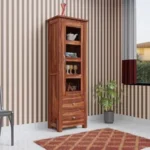 Wood Book Shelf for Home Library || Wooden Book Shelf Cabinet with Glass Door Storage || Home Furniture Kitchen Cabinet Crockery Unit || Bookcase,Honey Finish