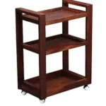 Bar Trolley Wooden | Solid Wood Bar Trolley | Folding Bar Serving Service Trolley | Style Rolling Storage Cabinet Trolley for Kitchen Bar Dining Room | Honey Oak Finish