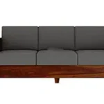 Wood Sofa Set Home Living Room | Wooden 3 Seater Sofa Set | Sheesham Wood 3 Seater Sofa Set | Without Pillow | Cream Cushions | Teak Finish