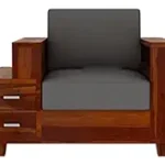 Wood Sofa Set Home Living Room | Wooden 1 Seater Sofa Set | Sheesham Wood 1 Seater Sofa Set | Without Pillow | 1 Seater Wooden Sofa | Teak Finish