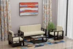 sheesham wood 5 seater sofa set 3+1+1 in walnut finish
