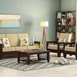 Walnut Sofa Set 5 Seater with Magazine Holder by WOODTREND
