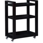 Solid Sheesham Wood Folding Bar Trolley with Wheels