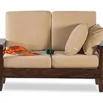 Teak Wood 2 Seater Sofa Set Living Room |Sheesham Wood SofaSet Home Office Furniture | Brown Walnut Finish