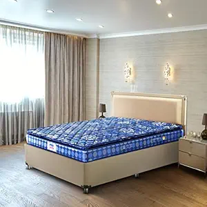51Mtecp6WL._SY300_SX300_QL70_FMwebp_.webp peps Springkoil Cozy Pillow Top 10 Inch Orthopedic Bonnell Spring Mattress | Medium Firm Back Support Bed | King Size (78X72 Inch)| Dark Blue | 7-Year Warranty - Image 1