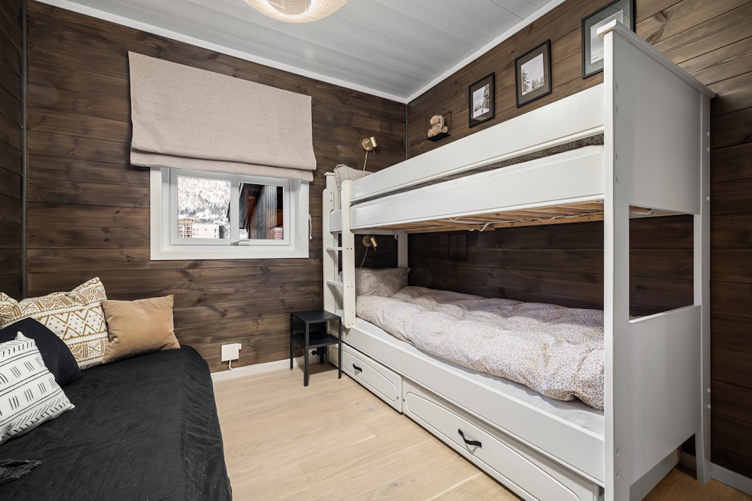 Bunk beds in a bedroom for bunk bed size and safety guide