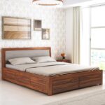 Sheesham Wood Euro Queen Size Bed with Storage by Ganpati Arts