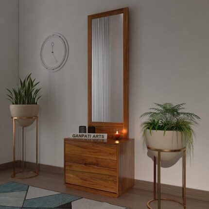 Sheesham wood dressing table with mirror and drawers