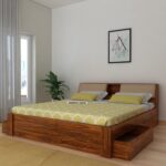 Solid Sheesham Wood Queen Size Bed with Storage