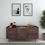 Ganpati Arts Sheesham Wood Sideboard Storage Cabinet with 3 Drawers and 2 Door for Living Room Home Office (Walnut Finish)