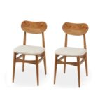 Ganpati Arts Sheesham Wood Oval Study Dining Chair Set of 2 Desk Chair with Cushion for Living Room Wooden Furniture for Home Office (Natural Finish) 1 Year Warranty