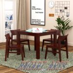 Solid Wood 4 Seater Dining Table Mahogany Finish (with Chairs)