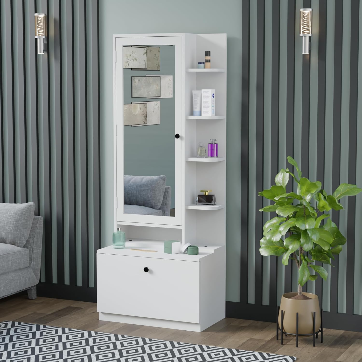 81nTZbMzzVL._SL1500_.jpg Wooden dressing table with mirror and storage
