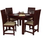 Solid Sheesham Wood Dining Table 4 Seater with chairs