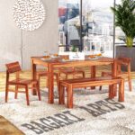 Solid Sheesham Wood 6 Seater Dining Table set