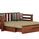 Teak wood sofa cum bed for home and living room