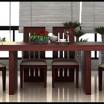 Wood dining table 6 seater with chairs set
