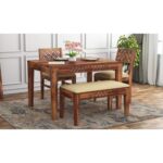 Sheesham Wood 4 Seater Dining Table Set with Chairs
