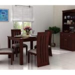 Wood dining table 4 seater set with chairs