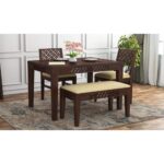 Sheesham wood 4 seater dining table set with chairs