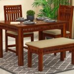 Sheesham wood 4 seater dining table set with chairs