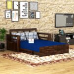 Solid sheesham wood 2 seater sofa cum bed for living room