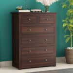 Sheesham Wood Console Cabinet Walnut Finish | 6 Drawers