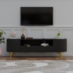 GCA WOODZONE Wooden TV Unit  with 2 Doors Drawers for Living Room |