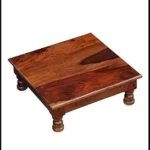 Sheesham Wood Pooja Chowki with Maple Finish | Solid Wood Temple Bajot